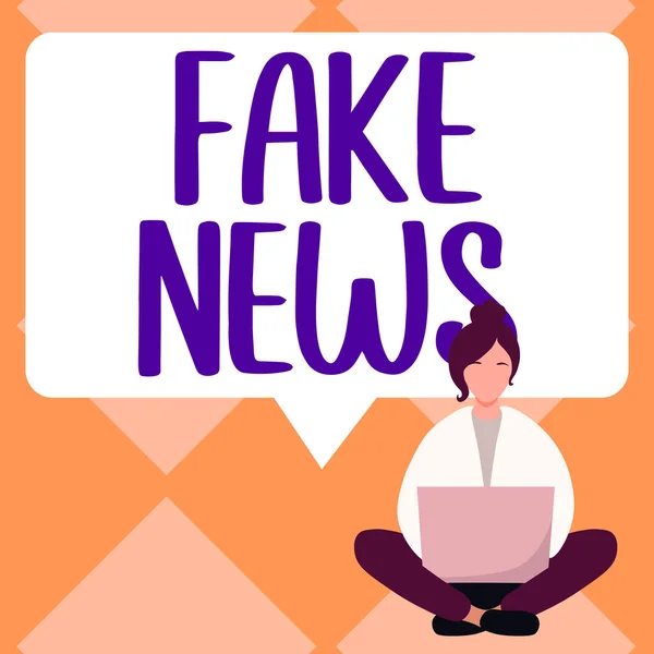 Inspiration Showing Sign Fake News Business Concept Giving Information People — Foto Stock