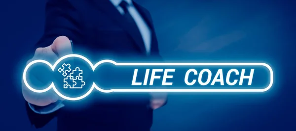 Conceptual Caption Life Coach Business Showcase Egy Személy Aki Tanácsot — Stock Fotó