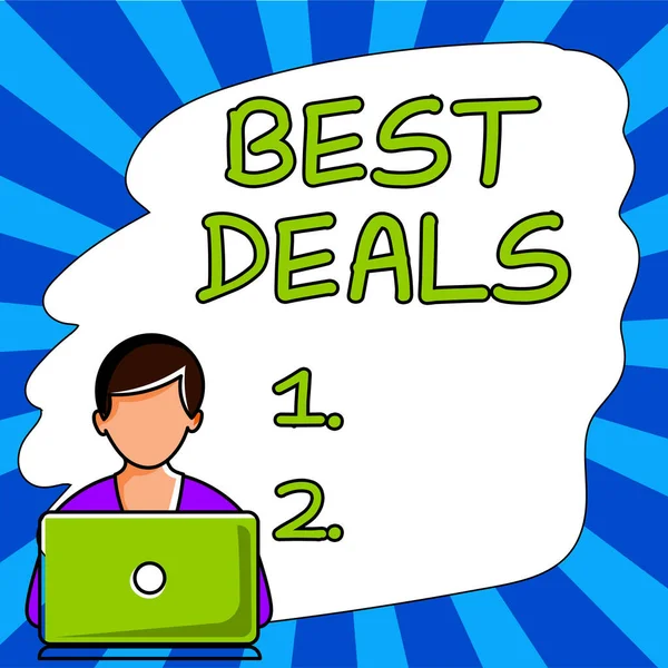 Hand Writing Sign Best Deals Concept Meaning Very Successful Transaction — 스톡 사진
