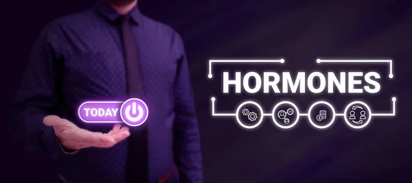 Handschrift Teken Hormonen Internet Concept Regulerende Stof Geproduceerd Organisme Vervoerd — Stockfoto