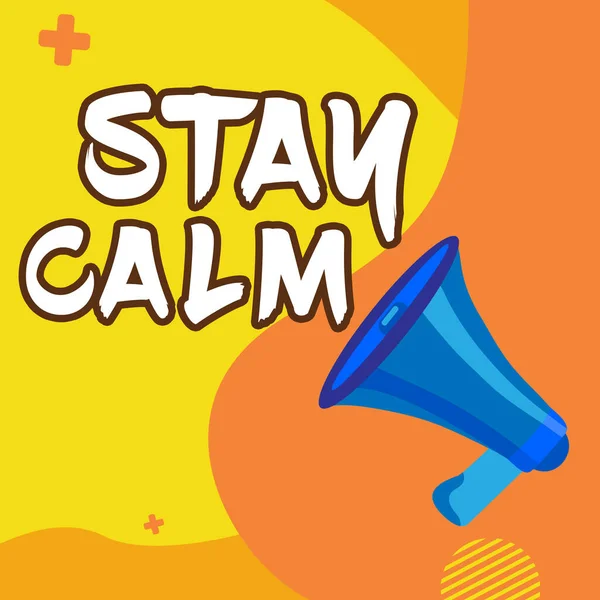 Text Sign Showing Stay Calm Concept Meaning Maintain State Motion — Stock Photo, Image