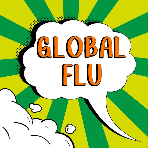 Text Caption Presenting Global Flu Word Common Communicable Illness Spreading — Stock Photo, Image