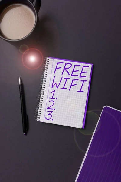 Text Sign Showing Free Wifi Word Let You Connect Internet — Stockfoto