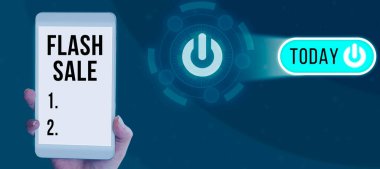 Writing displaying text Flash Sale, Business showcase a sale of goods at greatly reduced prices at a short period