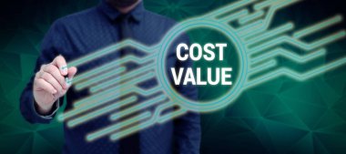 Conceptual display Cost Value, Word Written on The amount that usualy paid for a item you buy or hiring a person