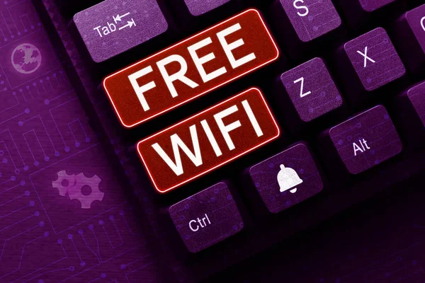 Text Sign Showing Free Wifi Business Showcase Let You Connect — Fotografia de Stock