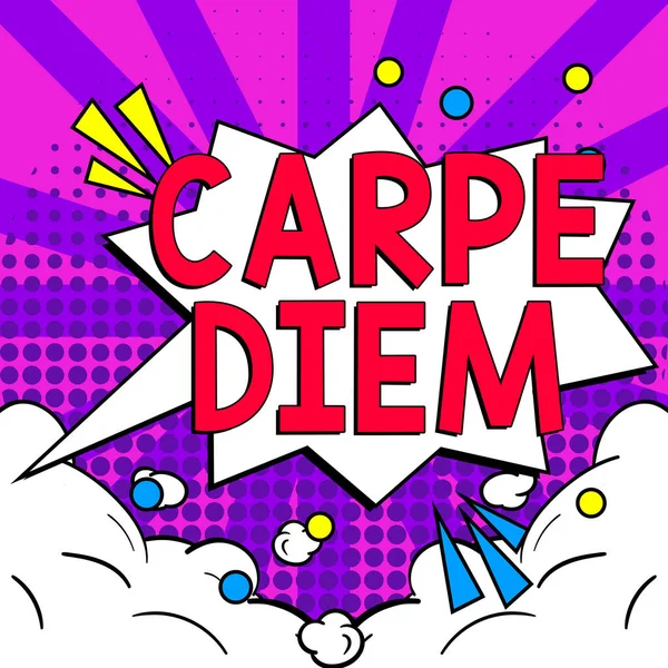 手書きサイン Carpe Diem Internet Concept音楽とダンスを楽しむ公共フェスティバル — ストック写真
