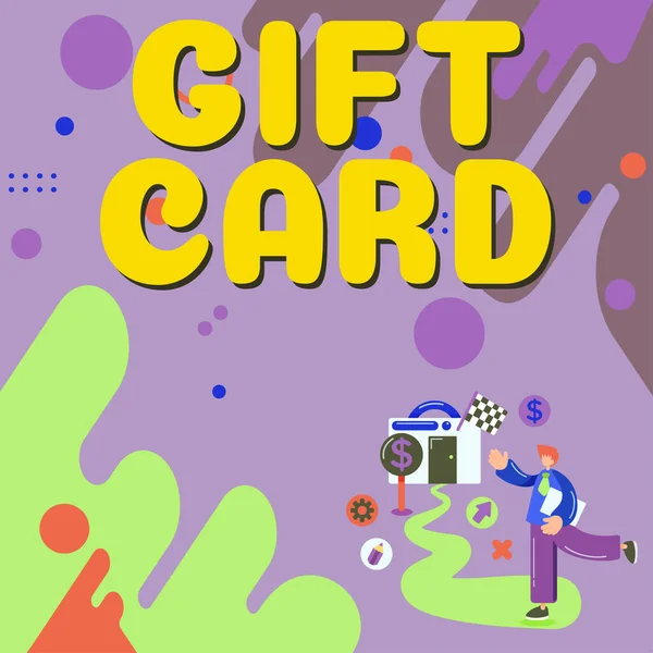 Text Sign Showing Gift Card Word Written Present Usually Made — Stock fotografie