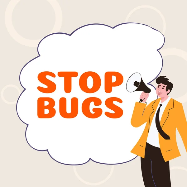 Conceptual Caption Stop Bugs Internet Concept Get Rid Insect Similar — 스톡 사진