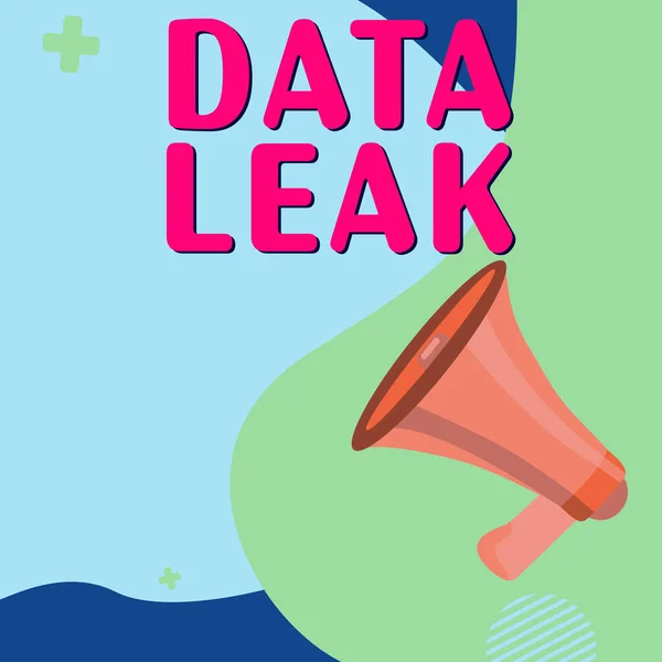 Sign Displaying Data Leak Word Released Illegal Transmission Data Company —  Fotos de Stock