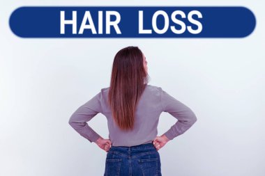 Text caption presenting Hair Loss, Concept meaning Loss of human hair from the head or any part of the body Balding
