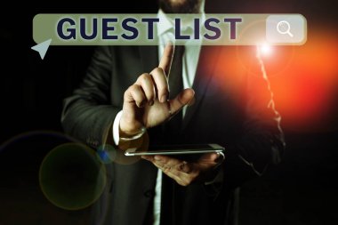 Handwriting text Guest List, Business concept a list of people who are allowed to enter the show or an event