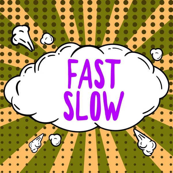 Text Sign Showing Fast Slow Internet Concept Moving Proceeding More — ストック写真