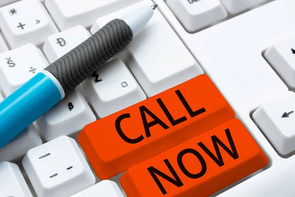 Texto Presentando Call Now Internet Concept Para Ponerse Contacto Inmediatamente — Foto de Stock