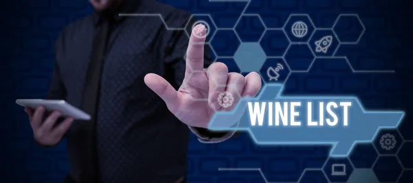 Handwriting Text Wine List Internet Concept Menu Wine Selections Purchase — Fotografia de Stock