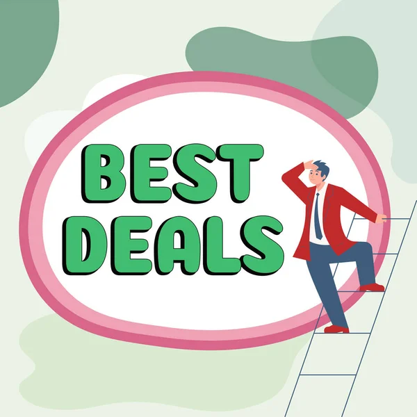 Text Sign Showing Best Deals Business Concept Very Successful Transaction — Stockfoto