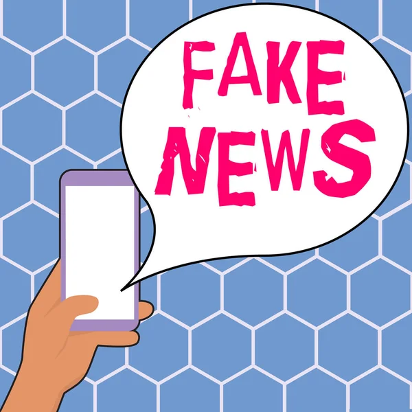 Sign Displaying Fake News Business Idea Giving Information People True — Fotografia de Stock
