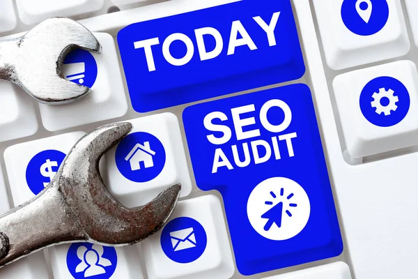 Writing Displaying Text Seo Audit Concept Meaning Search Engine Optimization — Foto de Stock