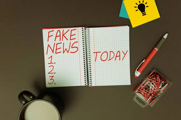 Hand Writing Sign Fake News Conceptual Photo Giving Information People — Fotografia de Stock