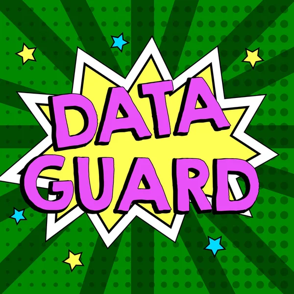 Почерк Тексту Data Guard Вітрина Бізнесу Керує Базами Даних Виживання — стокове фото