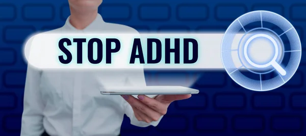 Text Sign Showing Stop Adhd Business Concept Put End Mental — Stock Photo, Image