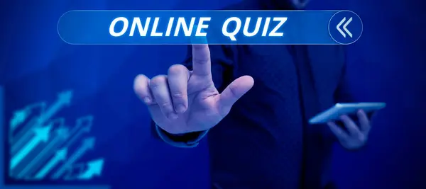 Bildunterschrift Online Quiz Business Konzeptspiel Oder Gedankensport Die Internet Veröffentlicht — Stockfoto