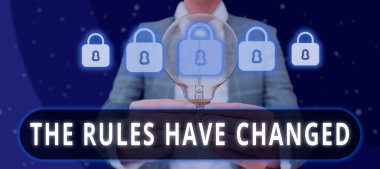 Inspiration showing sign The Rules Have Changed, Internet Concept the agreement or Policy has a new set of commands