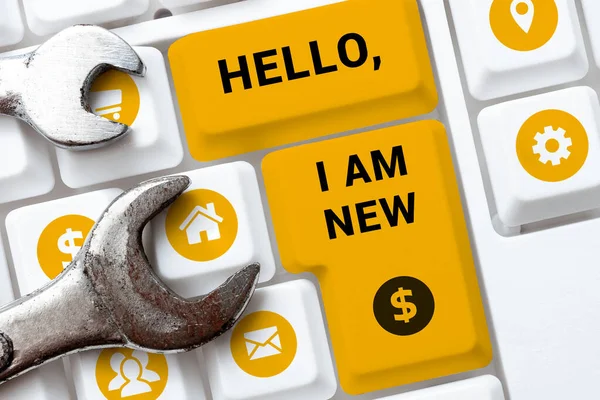 Handwriting Text Hello New Business Concept Introducing Oneself Group Fresh —  Fotos de Stock