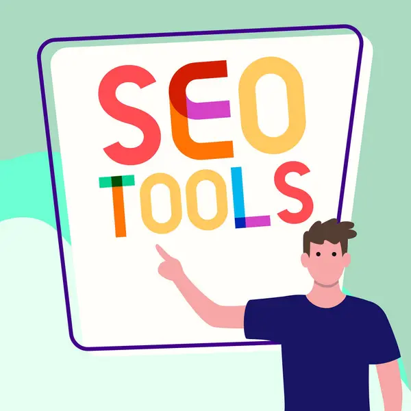 Sign Displaying Seo Tools Business Overview Process Affecting Online Visibility —  Fotos de Stock