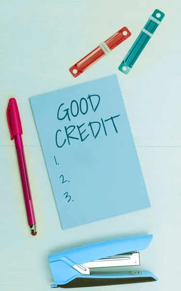 Text Sign Showing Good Credit Conceptual Photo Borrower Has Relatively — Stock Photo, Image