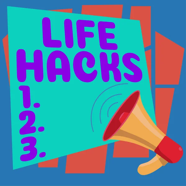 Підпис Відображає Life Hacks Word Strategy Technique Щоб Більш Ефективно — стокове фото