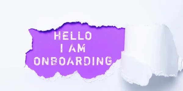 Sign Displaying Hello Onboarding Conceptual Photo Action Process Integrating New — Stock Photo, Image