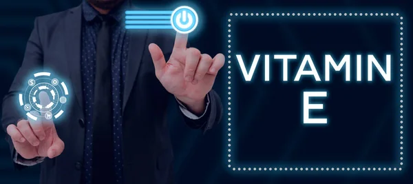 Señal Que Muestra Vitamina Foto Conceptual Antioxidante Protege Tejido Corporal —  Fotos de Stock