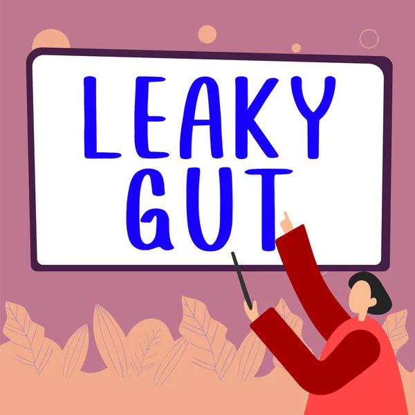 Hand Writing Sign Leaky Gut Internet Concept Condition Which Lining — Stock fotografie