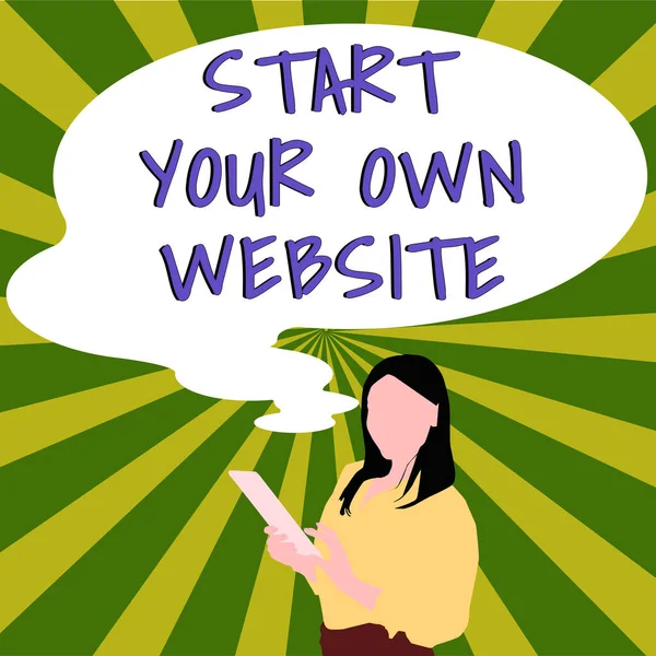 Firma Escritura Mano Inicie Propio Sitio Web Concepto Negocio Sirve — Foto de Stock