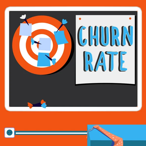 Writing Displaying Text Churn Rate Concept Meaning Percentage Customers Stop — Stockfoto