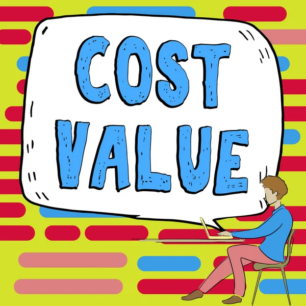 Tekst Bijschrift Presenteren Kostenwaarde Zakelijke Benadering Het Bedrag Dat Gewoonlijk — Stockfoto