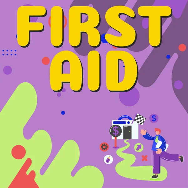 Text Caption Presenting First Aid Business Concept Practise Healing Small — 图库照片