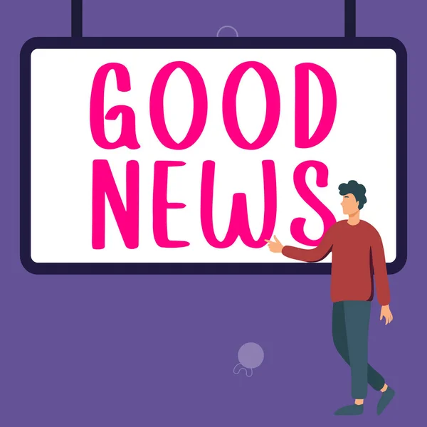 Sign Displaying Good News Conceptual Photo Someone Something Positive Encouraging — Stock fotografie