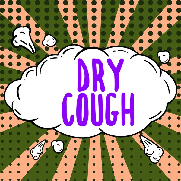 Text sign showing Dry Cough, Business approach cough that are not accompanied by phlegm production or mucus