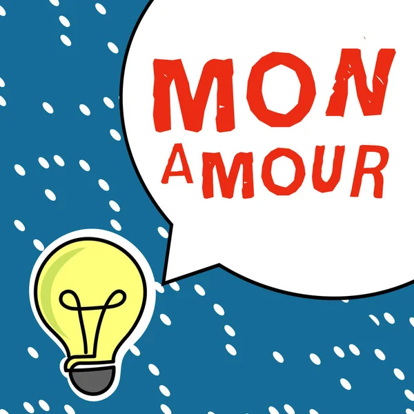 Text Sign Showing Mon Amour Business Approach French Name Lover — Φωτογραφία Αρχείου