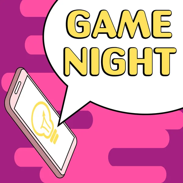 Hand Writing Sign Game Night Business Overview Event Which Folks — Stok fotoğraf