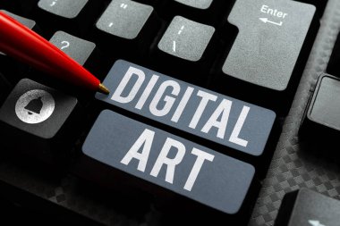 Kavramsal başlık Dijital Sanat, bilgisayar teknolojisiyle karakterize edilen beceri ve yaratıcı hayal gücünün kullanımı için kelime