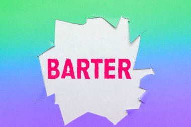 Metin Takas 'ı yazma, bir ürünü başka bir mal veya hizmetle takas ederek ticareti kavramsallaştırma