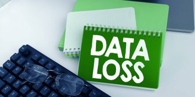 Writing displaying text Data Loss, Word Written on process or event that results in data being corrupted and deleted