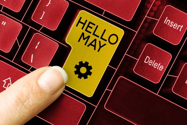Hand Writing Sign Hello May Concept Meaning Address Fifth Month — Stok fotoğraf
