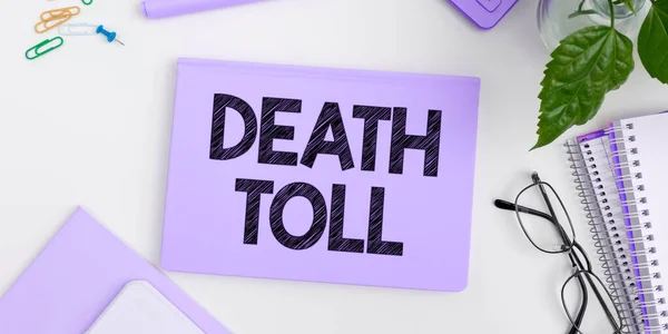 Text Caption Presenting Death Toll Business Overview Number Deaths Resulting — Stock Photo, Image