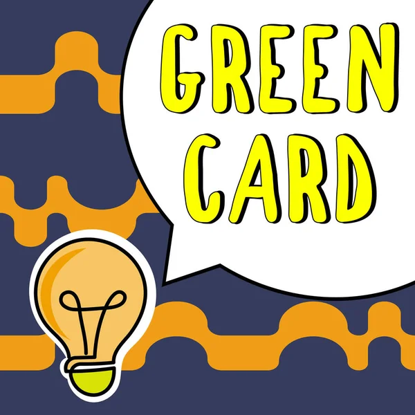 Концептуальний Дисплей Green Card Word Permission Дозволяє Іноземному Громадянину Постійно — стокове фото