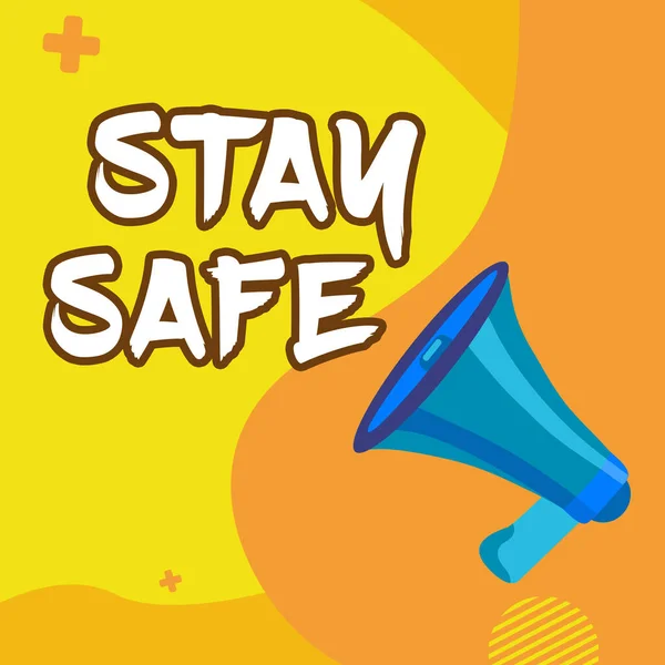 Hand Writing Sign Stay Safe Business Showcase Secure Threat Danger — Stockfoto