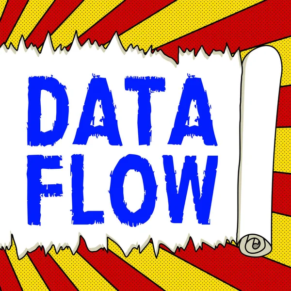 Sign displaying Data Flow, Concept meaning the movement of data through a system comprised of software